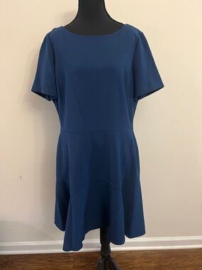Daniel Cremieux Deep Blue Midi Dress with Flared Hem